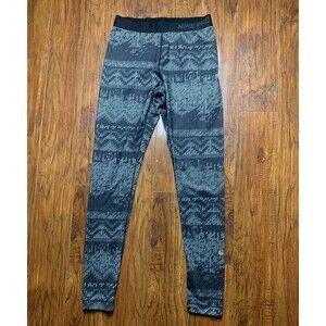 Nike Pro Leggings Women's Medium Black/Gray Hyperwarm Training Athletic